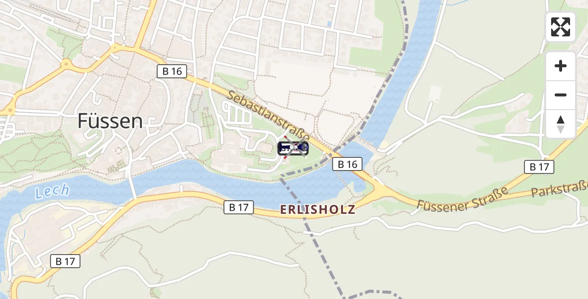 Flugroute Polizeihubschrauber Füssen - Füssen, 29 August 2026, 14:13