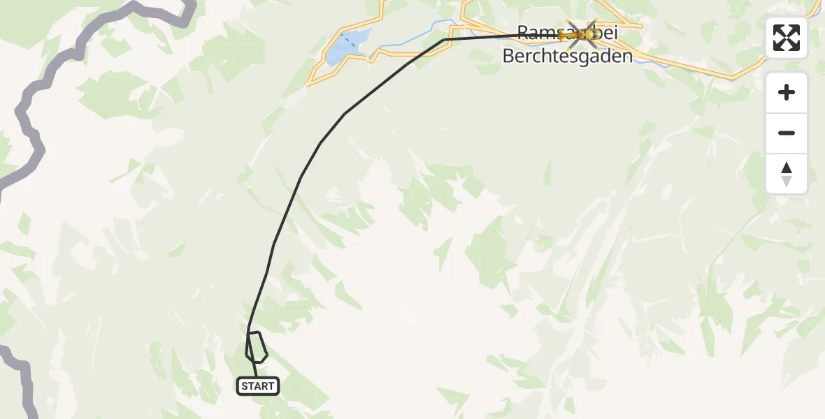 Flugroute Rettungshubschrauber Ramsau b.Berchtesgaden - Ramsau b.Berchtesgaden, 29 August 2026, 14:22