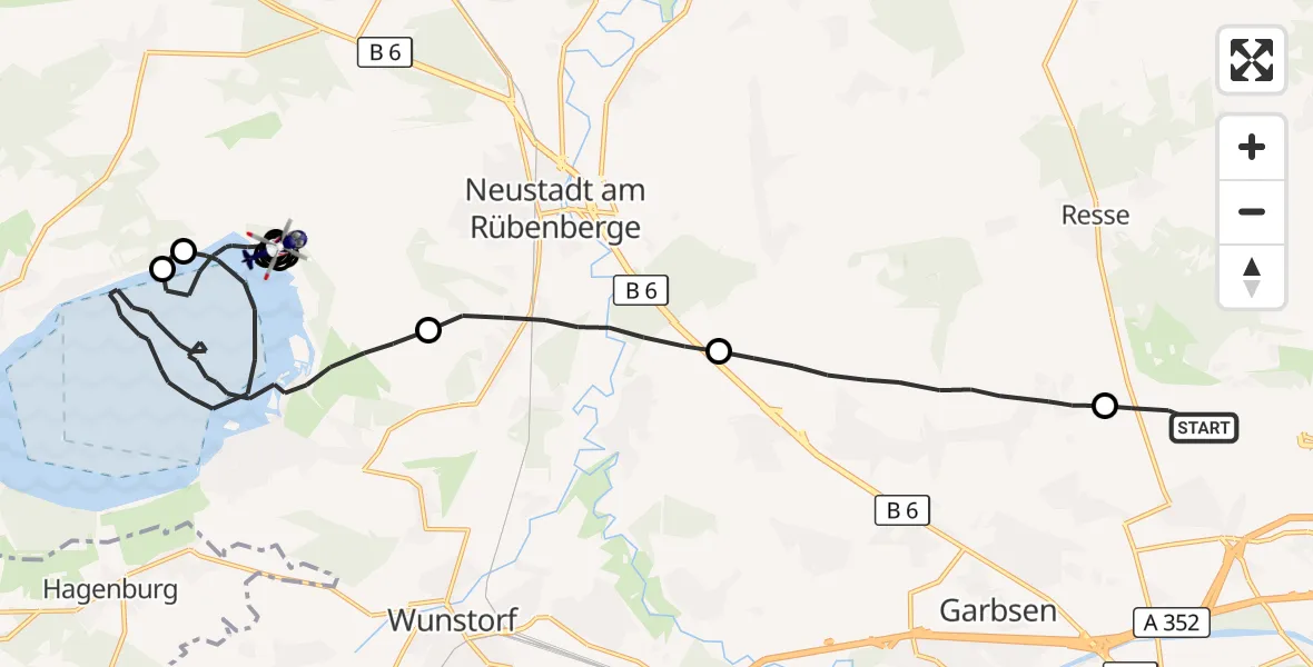 Flugroute Polizeihubschrauber Flughafen Hannover - Wunstorf, 29 August 2026, 14:30