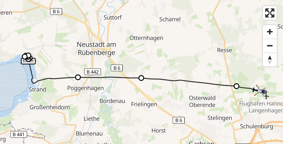 Flugroute Polizeihubschrauber Wunstorf - Flughafen Hannover, 29 August 2026, 14:59