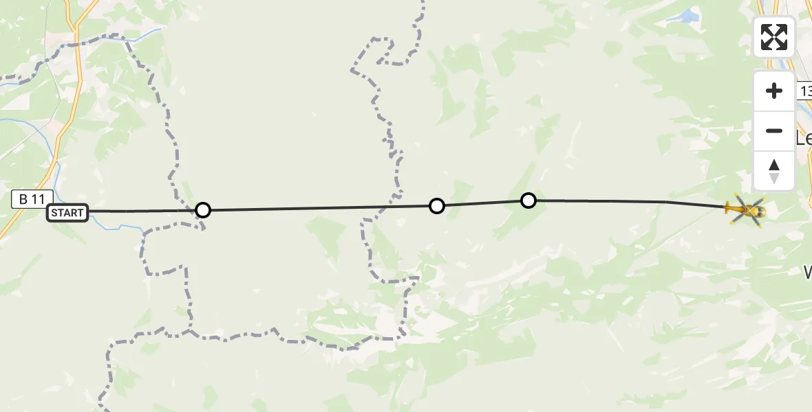Flugroute Rettungshubschrauber Kochel a.See - Lenggries, 29 August 2026, 14:59