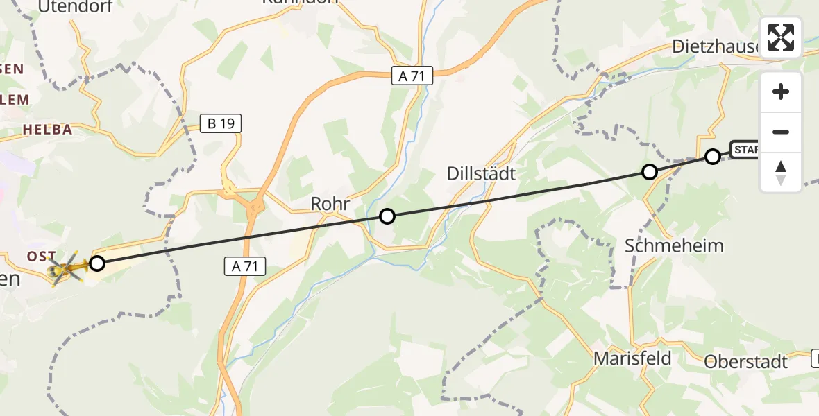 Flugroute Rettungshubschrauber Suhl - Meiningen, 29 August 2026, 15:26