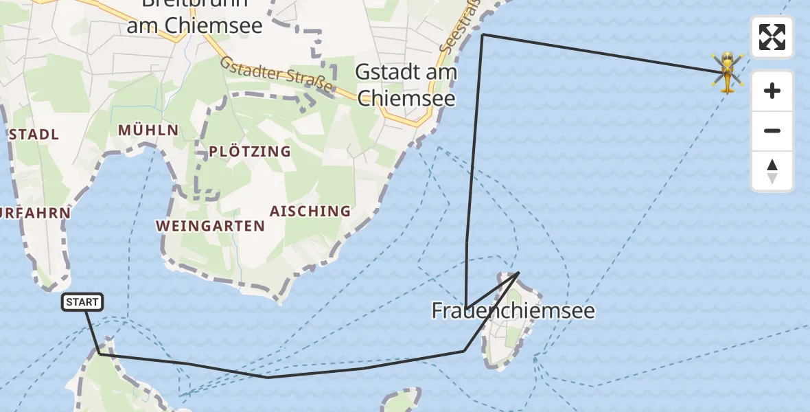 Flugroute Rettungshubschrauber Chiemsee (See) - Chiemsee (See), 29 August 2026, 15:47