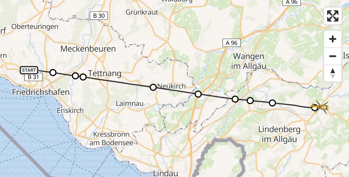 Flugroute Rettungshubschrauber Friedrichshafen - Röthenbach (Allgäu), 29 August 2026, 16:19