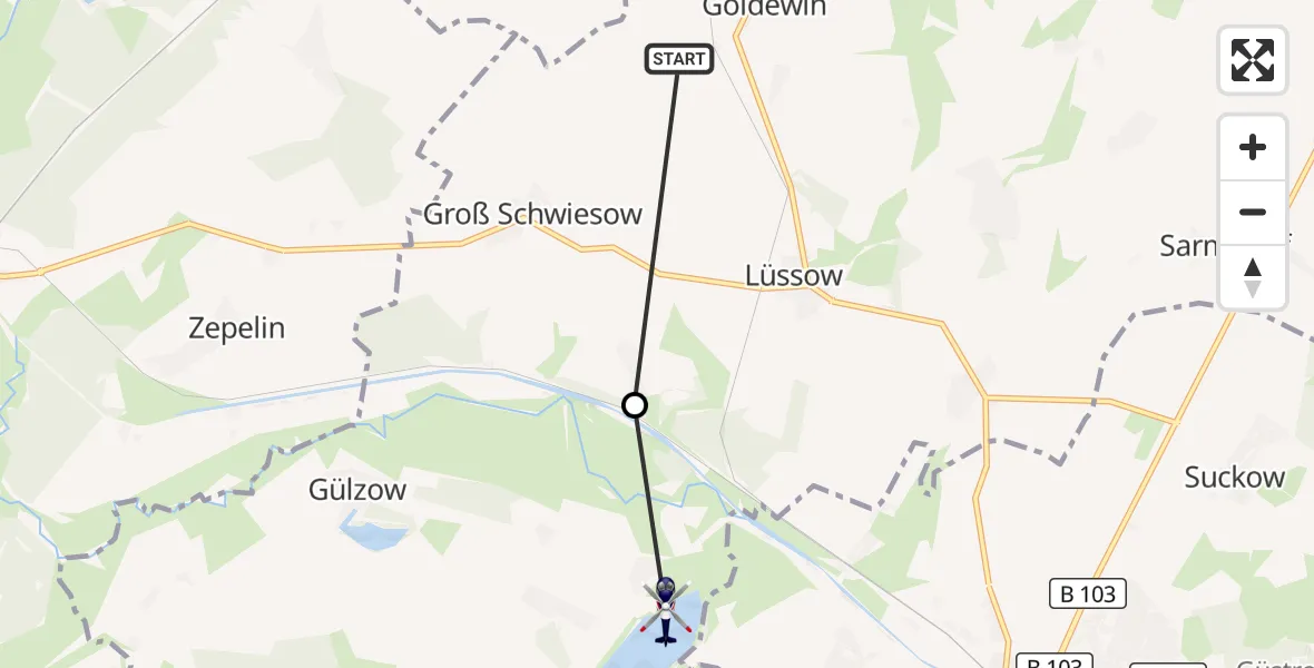 Flugroute Polizeihubschrauber Mistorf - Gülzow-Prüzen, 29 August 2026, 16:22