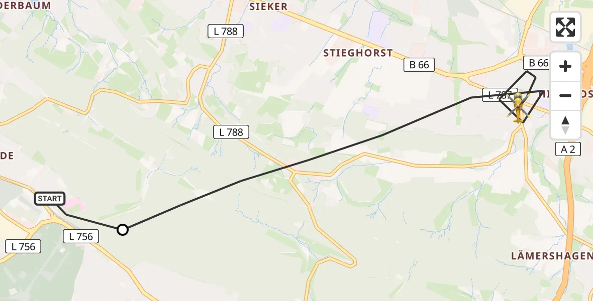 Flugroute Rettungshubschrauber Luftrettungszentrum Bielefeld - Bielefeld, 29 August 2026, 16:30