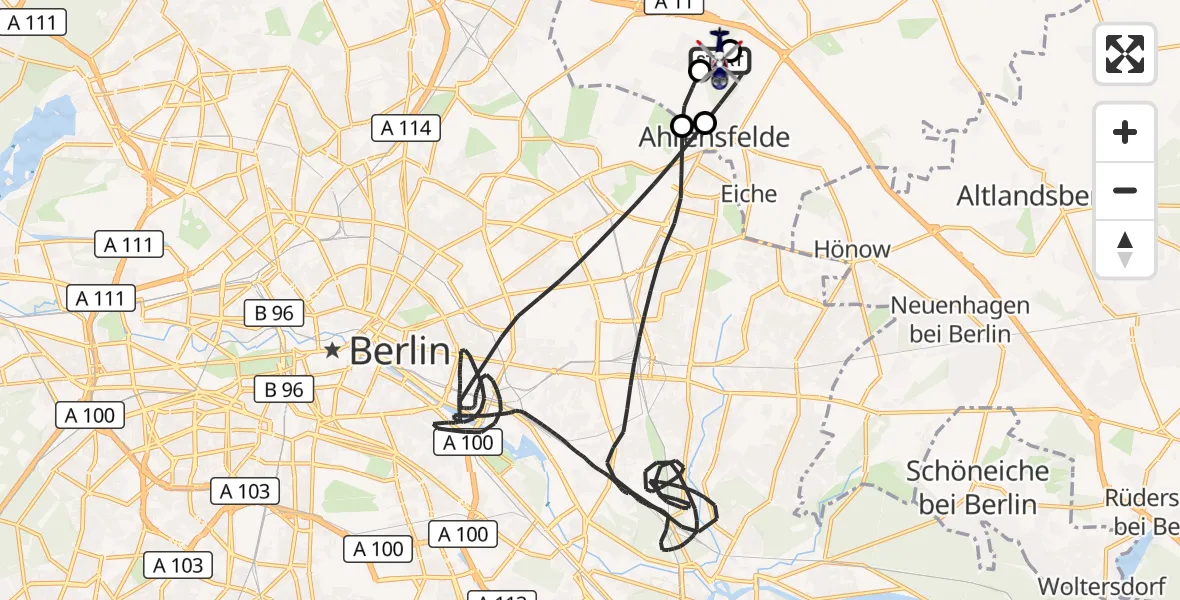 Flugroute Polizeihubschrauber Ahrensfelde Hubschrauberlandeplatz - Ahrensfelde Hubschrauberlandeplatz, 29 August 2026, 16:38