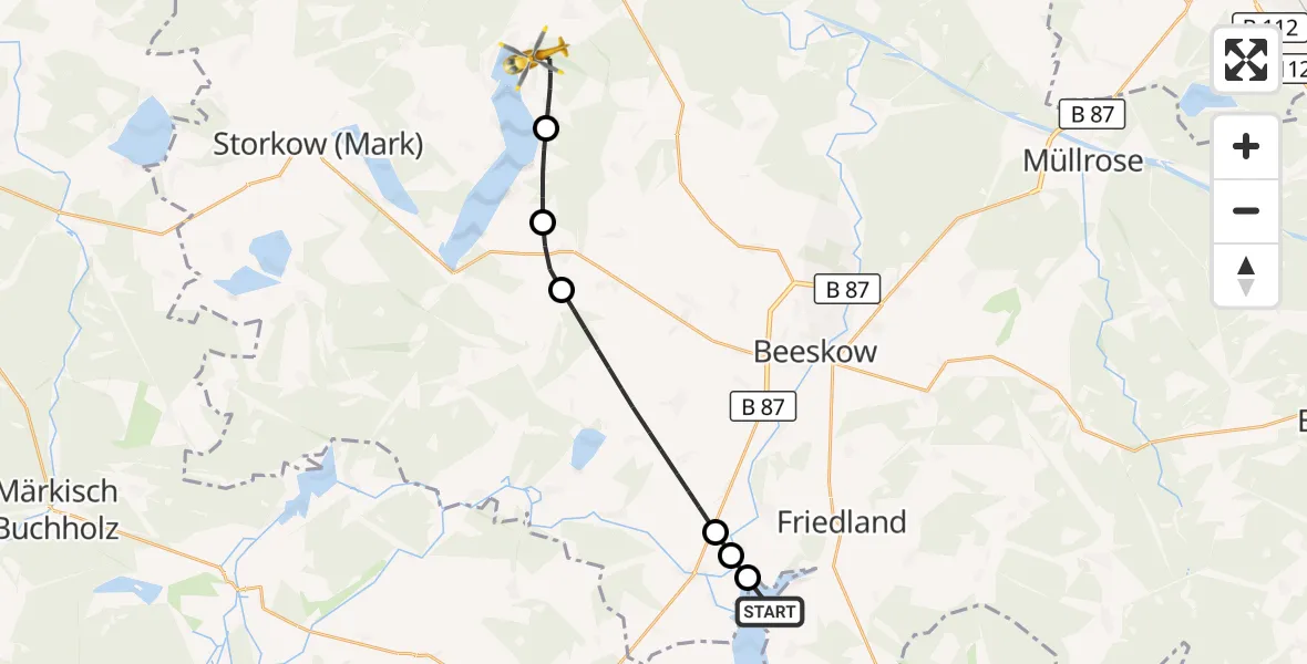 Flugroute Rettungshubschrauber Schwielochsee - Bad Saarow, 29 August 2026, 18:03