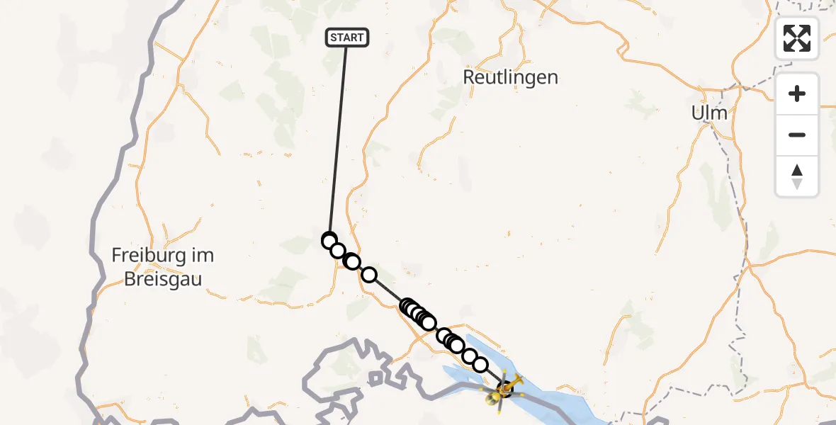 Flugroute Ambulanzhubschrauber Altensteig - Konstanz Hospital, 29 August 2026, 19:23