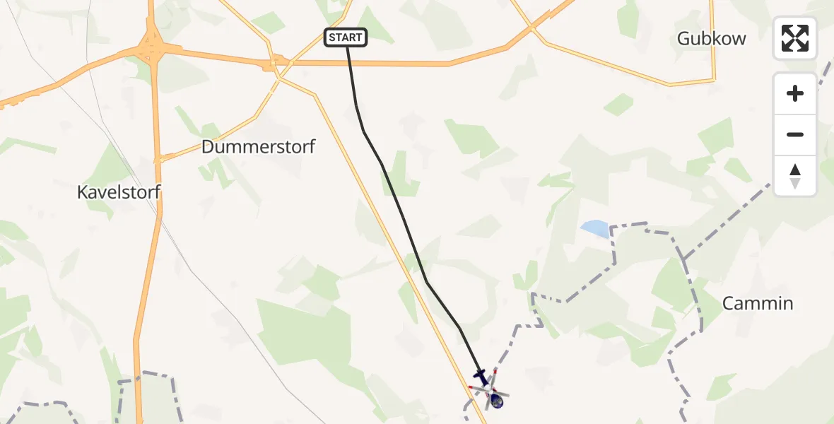 Flugroute Polizeihubschrauber Dummerstorf - Wardow, 29 August 2026, 19:32