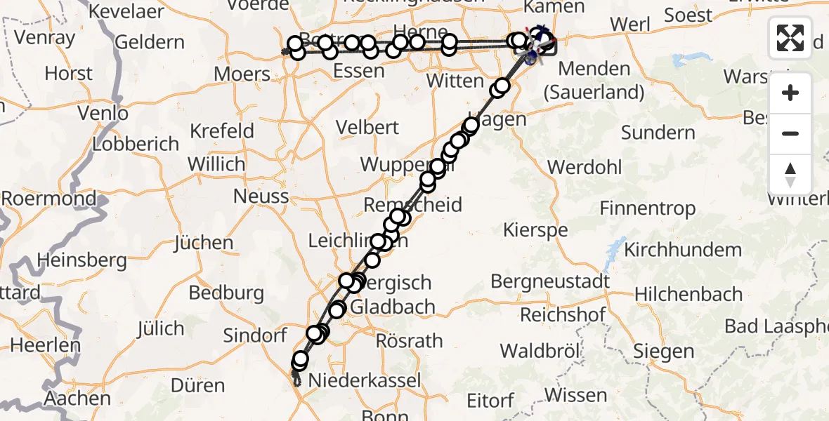 Flugroute Polizeihubschrauber Dortmund Flughafen - Dortmund Flughafen, 30 August 2026, 02:02