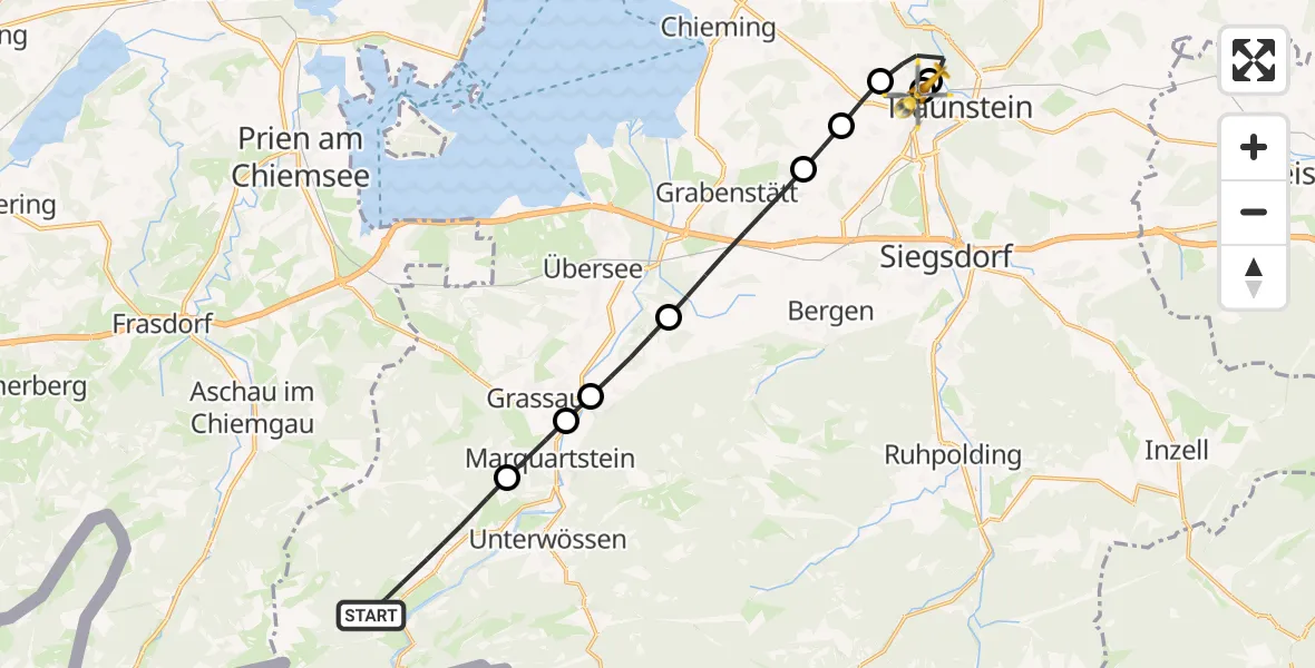 Flugroute Rettungshubschrauber Schleching - Traunstein Hospital, 30 August 2026, 05:36