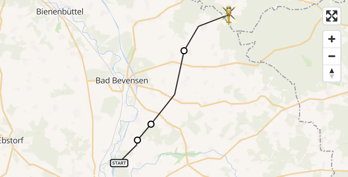 Flugroute Rettungshubschrauber Uelzen - Boitze, 30 August 2026, 06:46