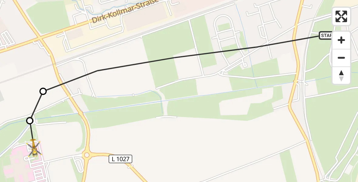Flugroute Rettungshubschrauber Gotha - Helios Clinic Gotha, 30 August 2026, 07:26