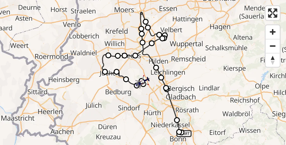 Flugroute Polizeihubschrauber Sankt Augustin - Köln, 30 August 2026, 07:45