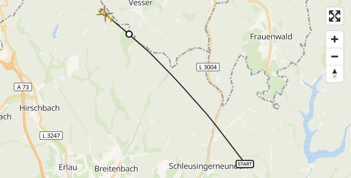 Flugroute Rettungshubschrauber Schleusingen - Schleusingen, 30 August 2026, 08:57
