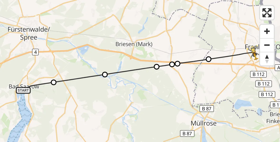 Flugroute Rettungshubschrauber Bad Saarow - Frankfurt (Oder), 30 August 2026, 09:29