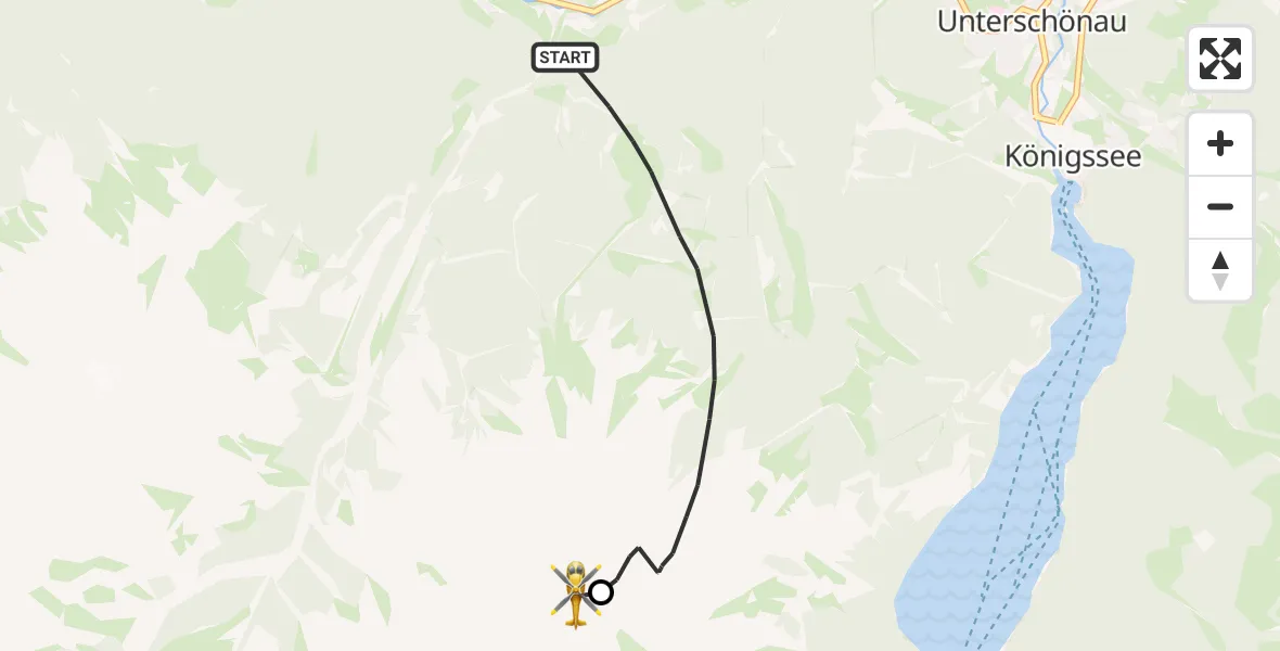 Flugroute Rettungshubschrauber Ramsau b.Berchtesgaden - Schönau a.Königssee, 30 August 2026, 09:29