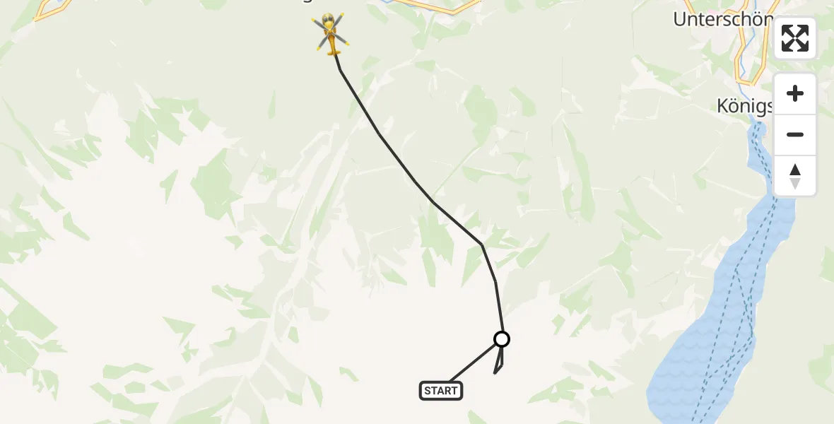 Flugroute Rettungshubschrauber Schönau a.Königssee - Ramsau b.Berchtesgaden, 30 August 2026, 09:49