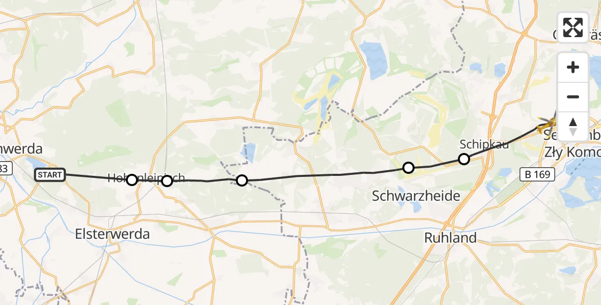 Flugroute Rettungshubschrauber Röderland - Schipkau, 30 August 2026, 10:03