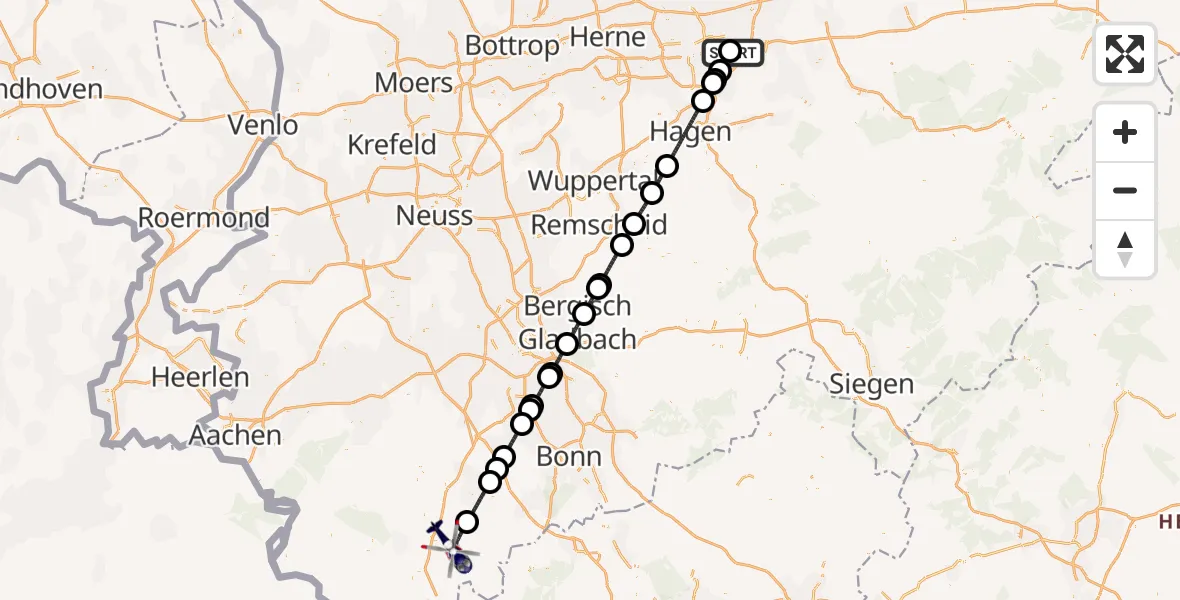 Flugroute Polizeihubschrauber Dortmund Flughafen - Bad Münstereifel, 30 August 2026, 10:10