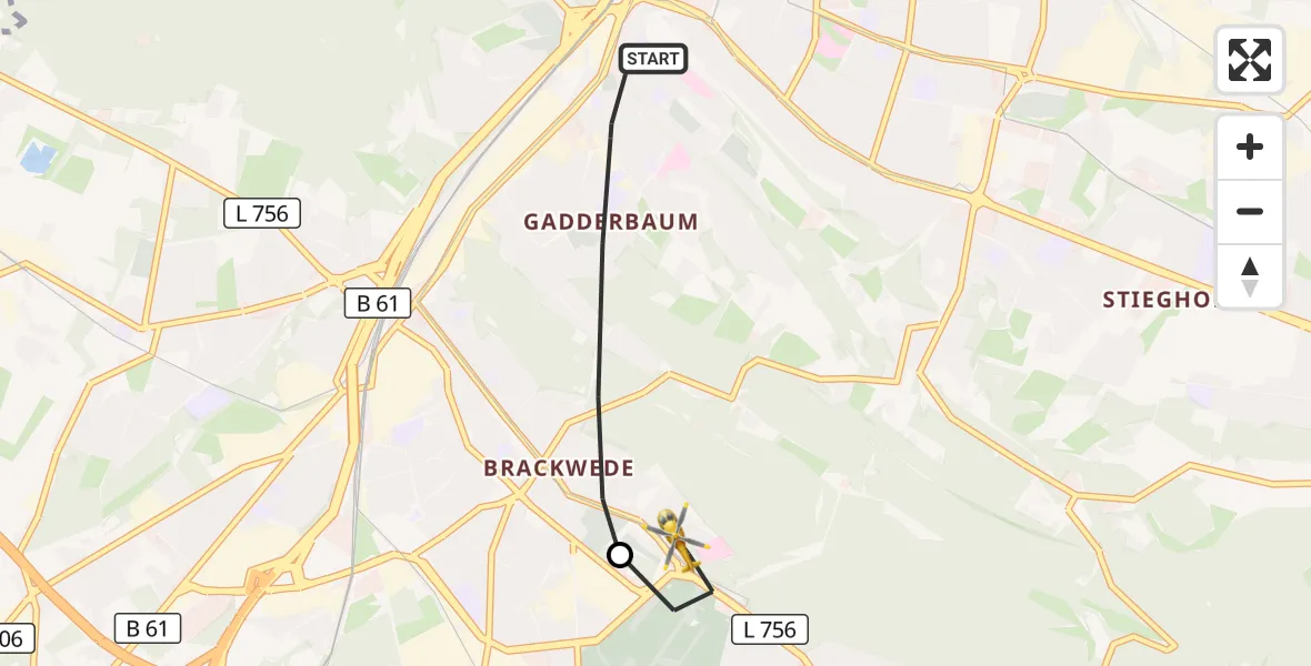 Flugroute Rettungshubschrauber Bielefeld - Luftrettungszentrum Bielefeld, 30 August 2026, 11:30