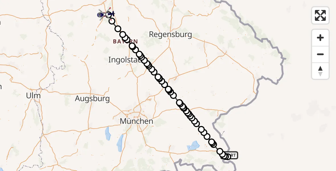 Flugroute Polizeihubschrauber Salzburg Airport - Roth, 30 August 2026, 12:15