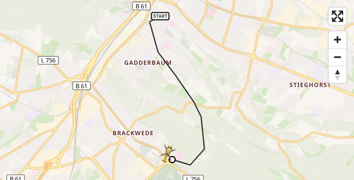 Flugroute Rettungshubschrauber Bielefeld - Luftrettungszentrum Bielefeld, 30 August 2026, 14:16