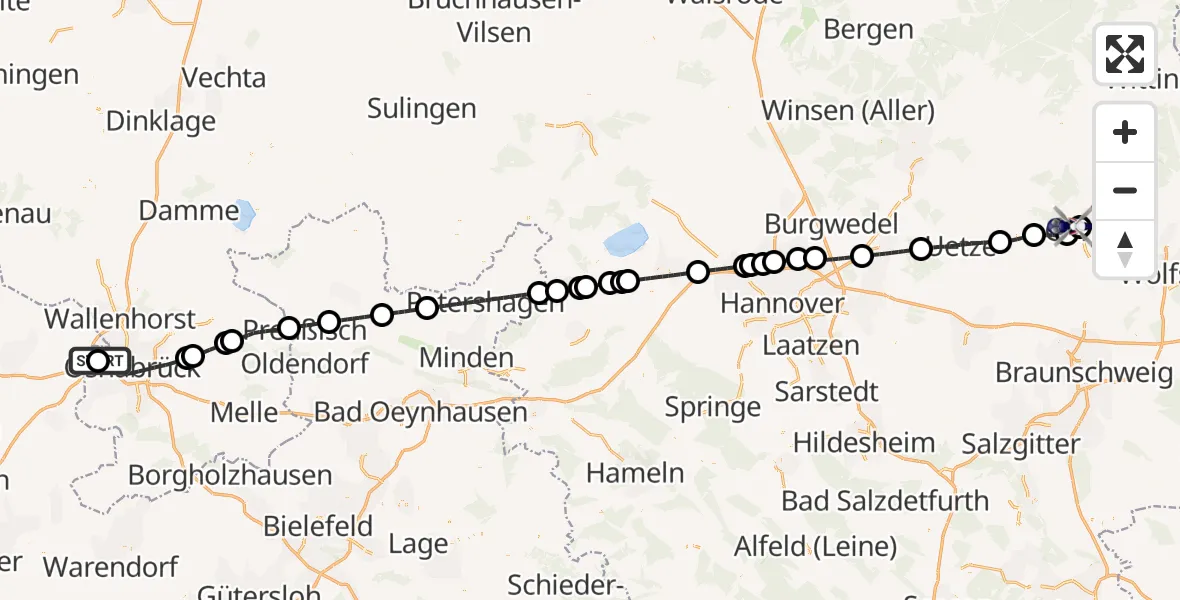 Flugroute Polizeihubschrauber Atterheide Flugplatz - Gifhorn Bundespolizei Hubschrauberlandeplatz, 30 August 2026, 15:02