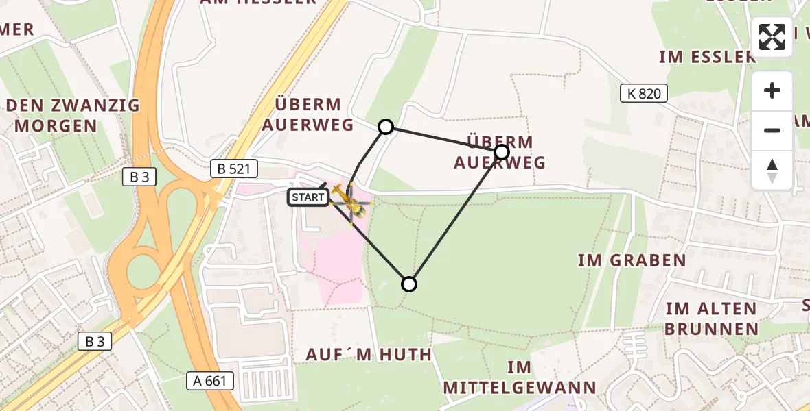 Flugroute Rettungshubschrauber Frankfurt am Main Accident Hospital Roof - Frankfurt am Main Accident Hospital Roof Helipad (CHX2), 30 August 2026, 15:54