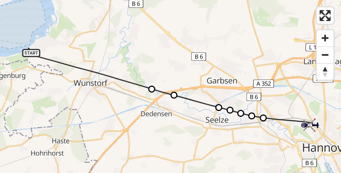Flugroute Polizeihubschrauber Wunstorf - Hannover, 30 August 2026, 16:07