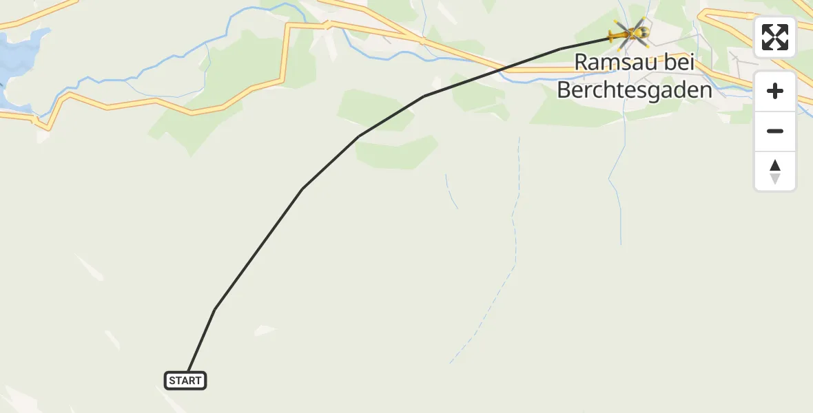 Flugroute Rettungshubschrauber Ramsau b.Berchtesgaden - Ramsau b.Berchtesgaden, 30 August 2026, 16:23