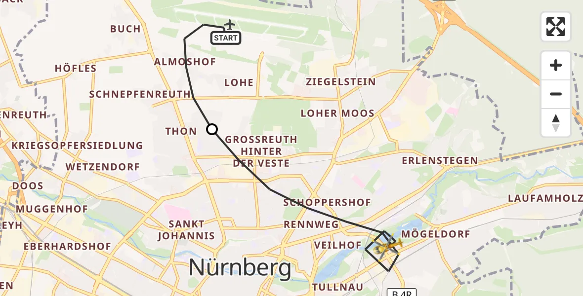 Flugroute Rettungshubschrauber Flughafen Nuremberg - Nürnberg, 30 August 2026, 16:33