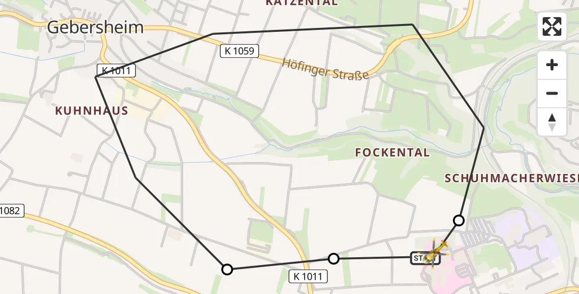 Flugroute Rettungshubschrauber Leonberg Hospital - Leonberg Hospital, 30 August 2026, 18:18