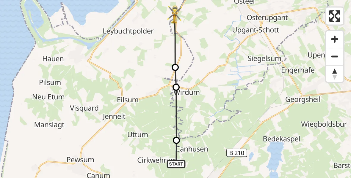 Flugroute Ambulanzhubschrauber Hinte - Osteel, 30 August 2026, 18:22
