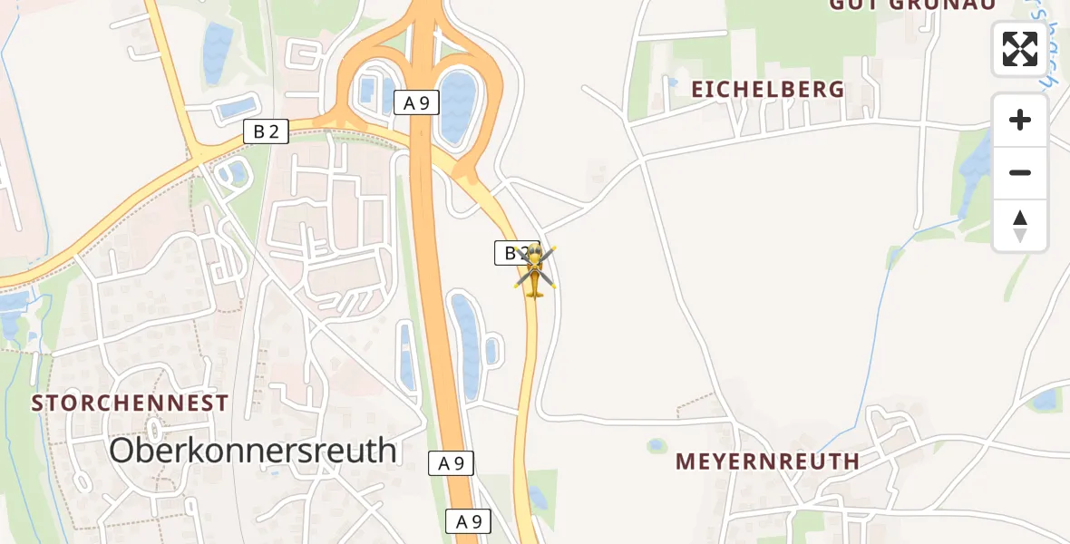 Flugroute Rettungshubschrauber Bayreuth - Bayreuth, 30 August 2026, 19:06