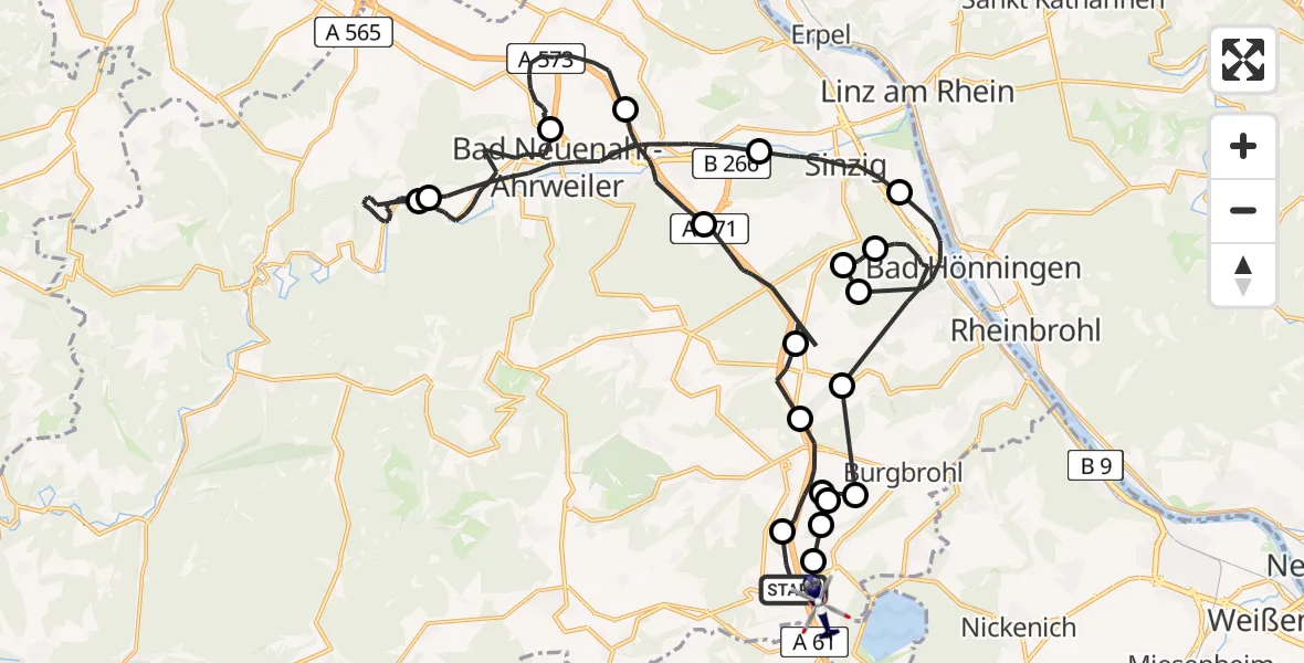 Flugroute Polizeihubschrauber Wehr - Glees, 30 August 2026, 19:51
