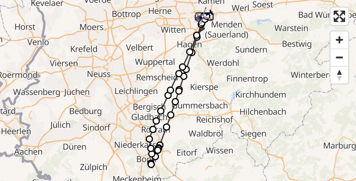Flugroute Polizeihubschrauber Dortmund Flughafen - Dortmund Flughafen, 30 August 2026, 20:57