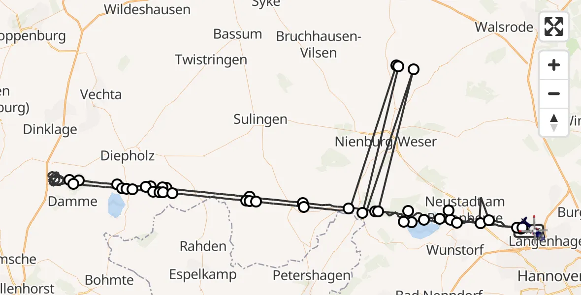 Flugroute Polizeihubschrauber Flughafen Hannover - Flughafen Hannover, 30 August 2026, 21:29