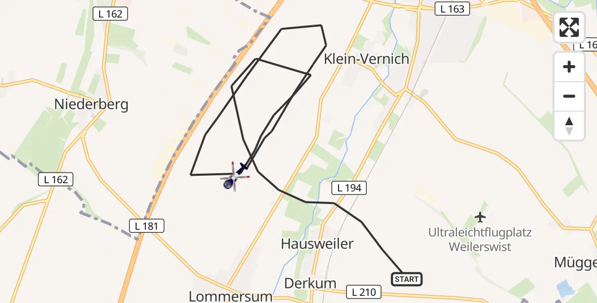 Flugroute Polizeihubschrauber Weilerswist - Weilerswist, 31 August 2026, 08:07