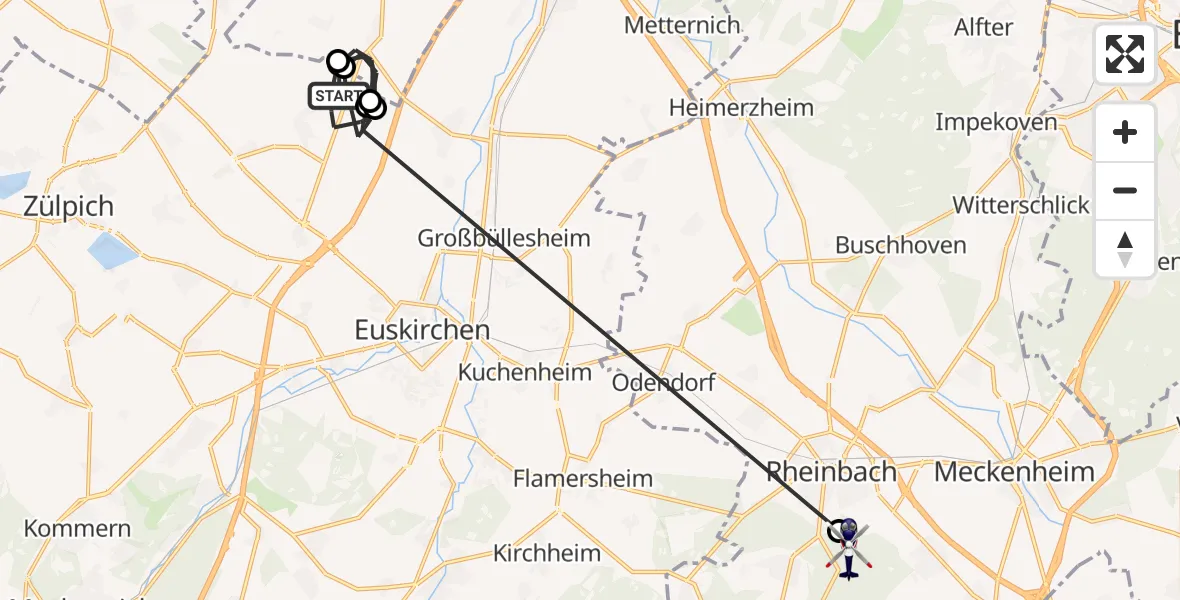 Flugroute Polizeihubschrauber Zülpich - Rheinbach, 31 August 2026, 08:35