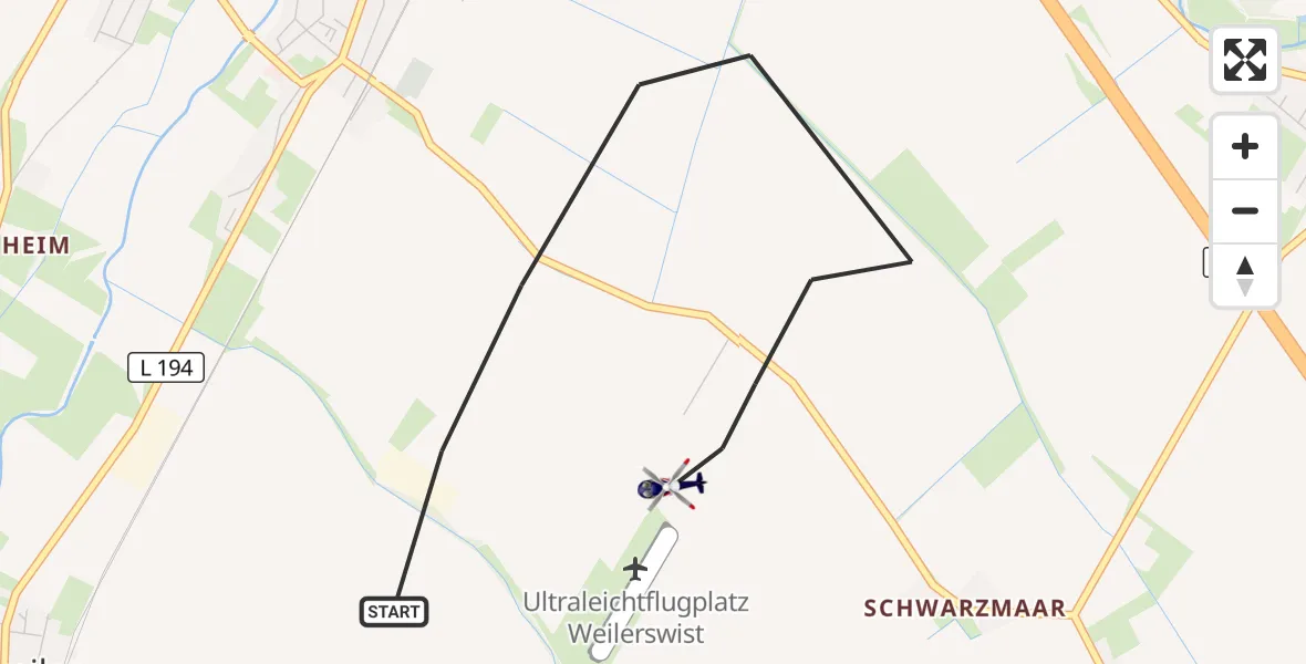 Flugroute Polizeihubschrauber Weilerswist - Weilerswist UL, 31 August 2026, 08:40