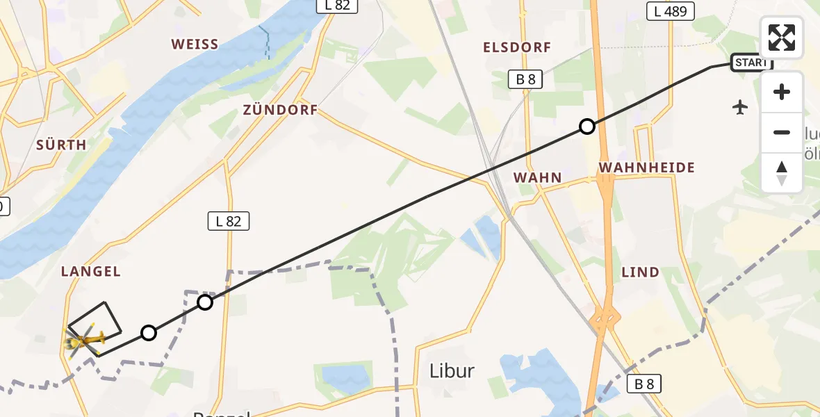 Flugroute Rettungshubschrauber Köln Bonn Flughafen - Köln, 31 August 2026, 09:15
