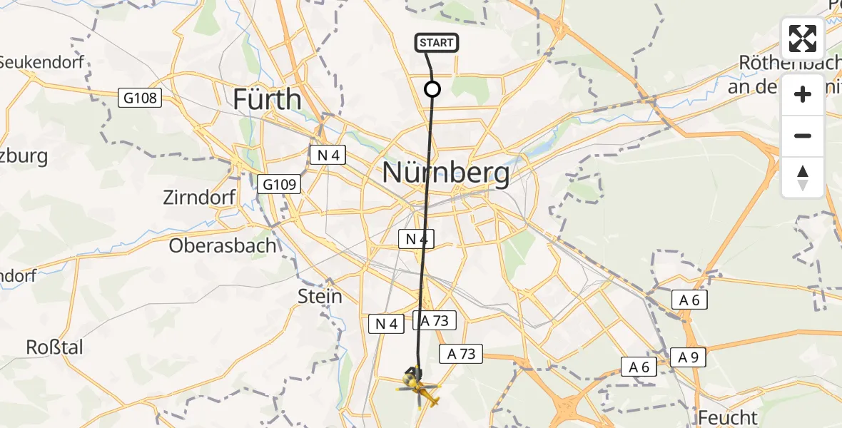 Flugroute Ambulanzhubschrauber Flughafen Nuremberg - Nürnberg, 31 August 2026, 09:28