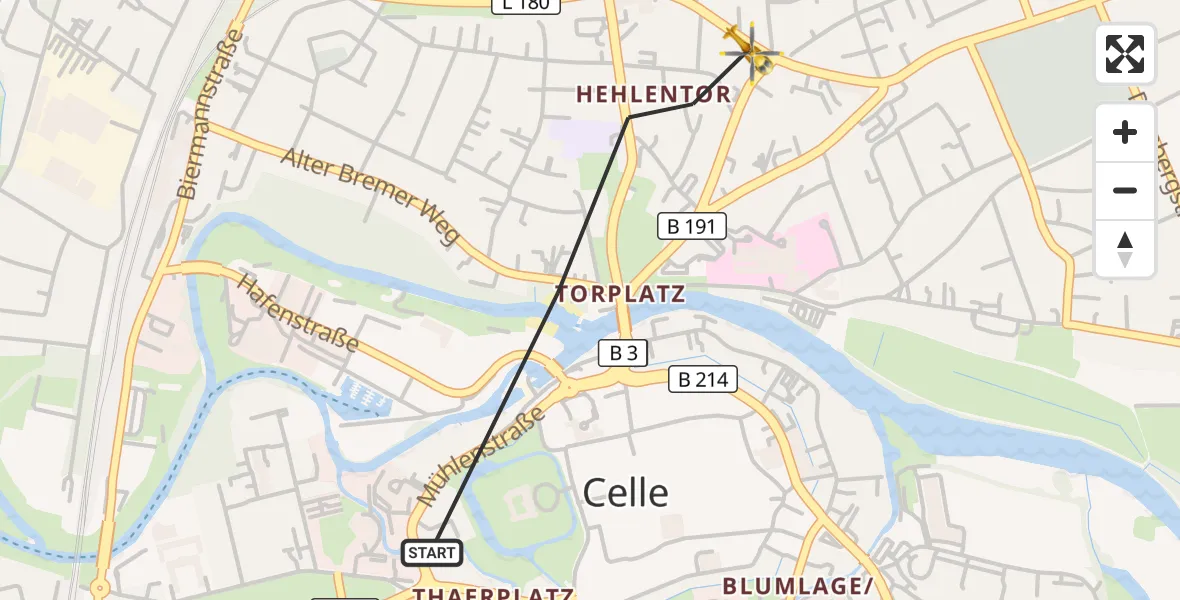 Flugroute Rettungshubschrauber Celle - Celle, 31 August 2026, 10:38