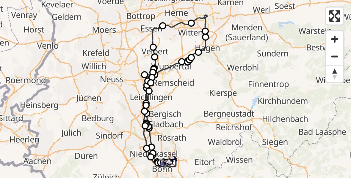 Flugroute Polizeihubschrauber Sankt Augustin - Bochum, 31 August 2026, 11:10