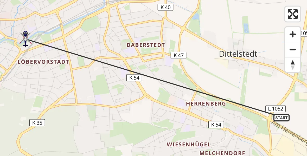 Flugroute Polizeihubschrauber Erfurt - Erfurt, 31 August 2026, 11:10
