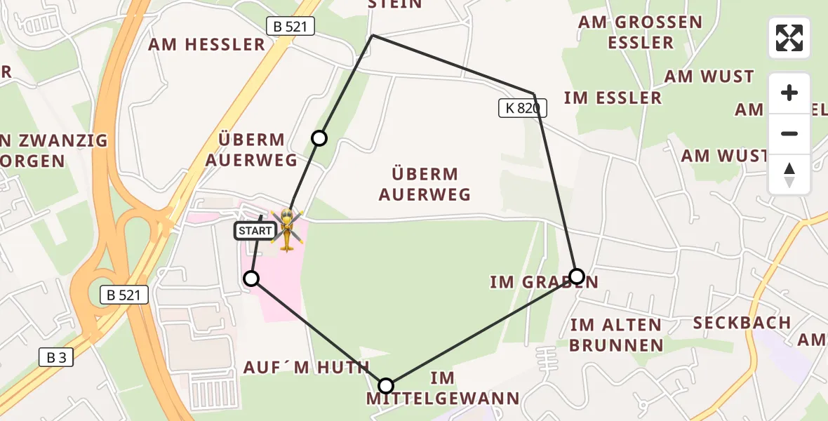 Flugroute Rettungshubschrauber Frankfurt am Main Accident Hospital Roof - Frankfurt am Main Accident Hospital Roof Helipad (CHX2), 31 August 2026, 11:20