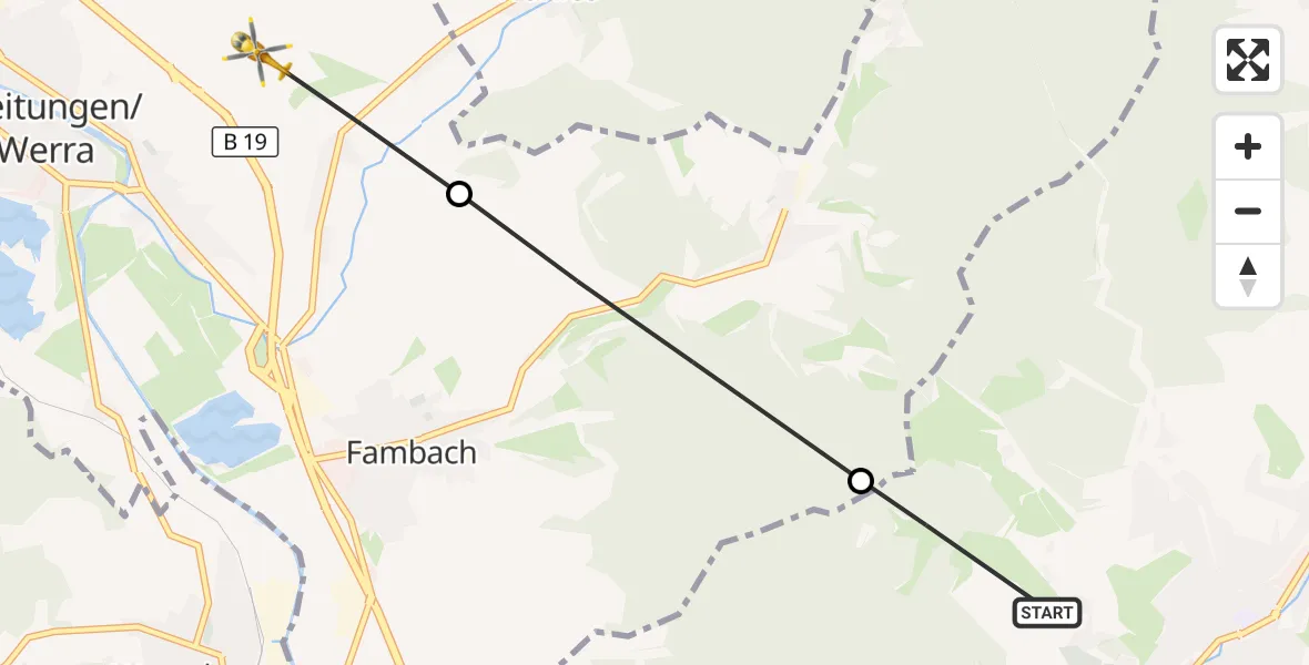 Flugroute Rettungshubschrauber Schmalkalden - Breitungen/Werra, 31 August 2026, 11:32