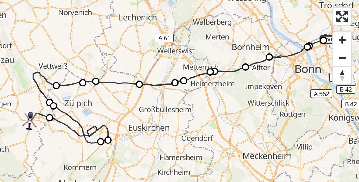 Flugroute Polizeihubschrauber Sankt Augustin - Nideggen, 31 August 2026, 11:37